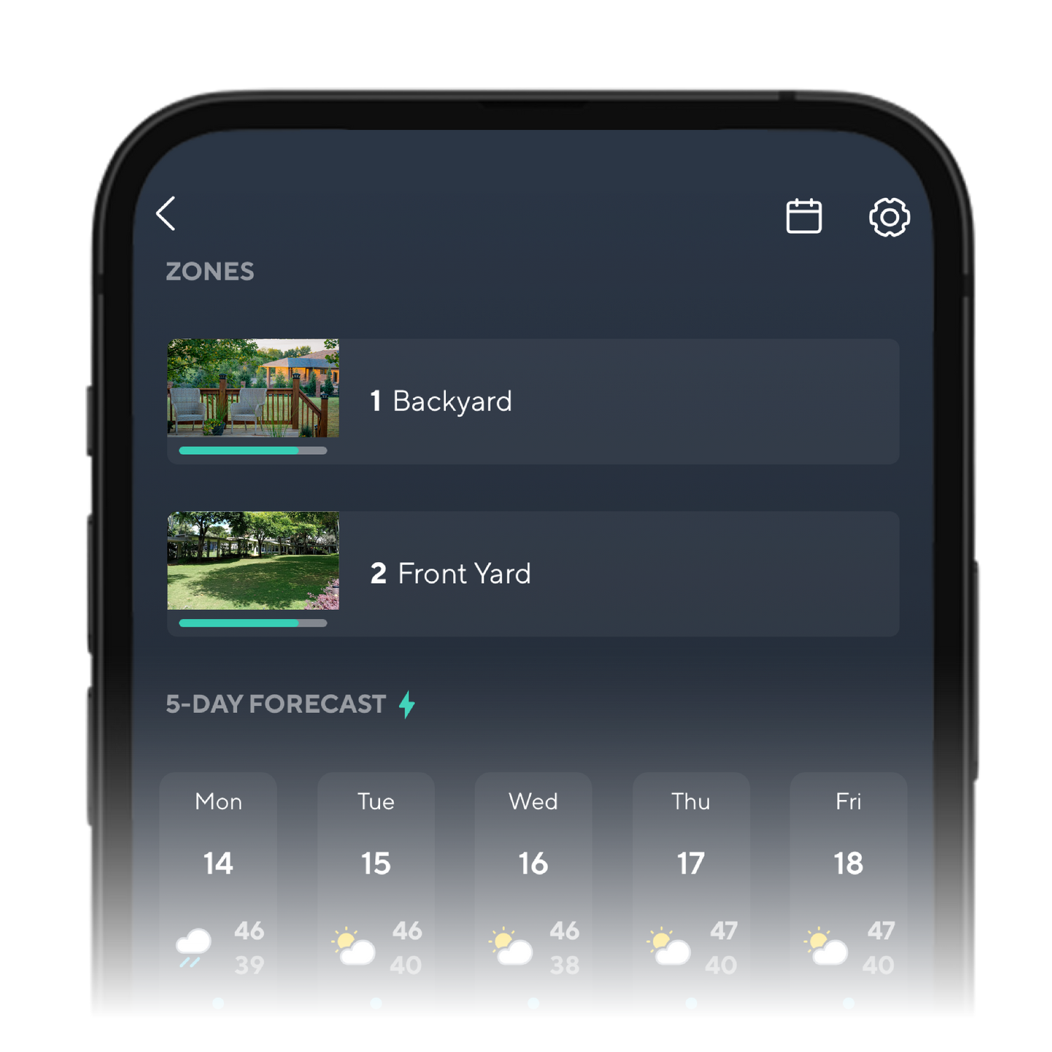 Wyze app showing sprinkler zones