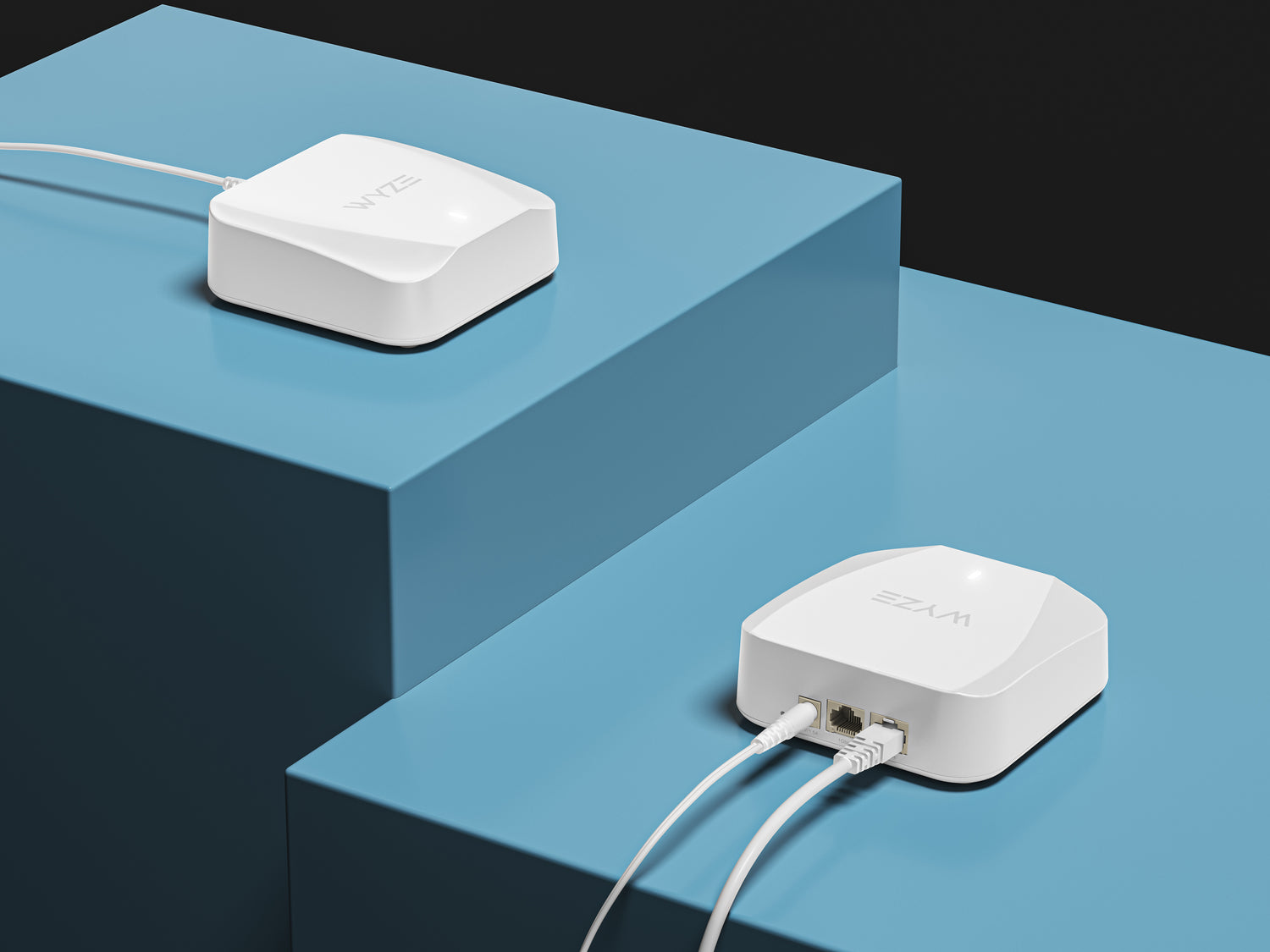 Rear view of Wyze Mesh Router showing its ethernet ports.