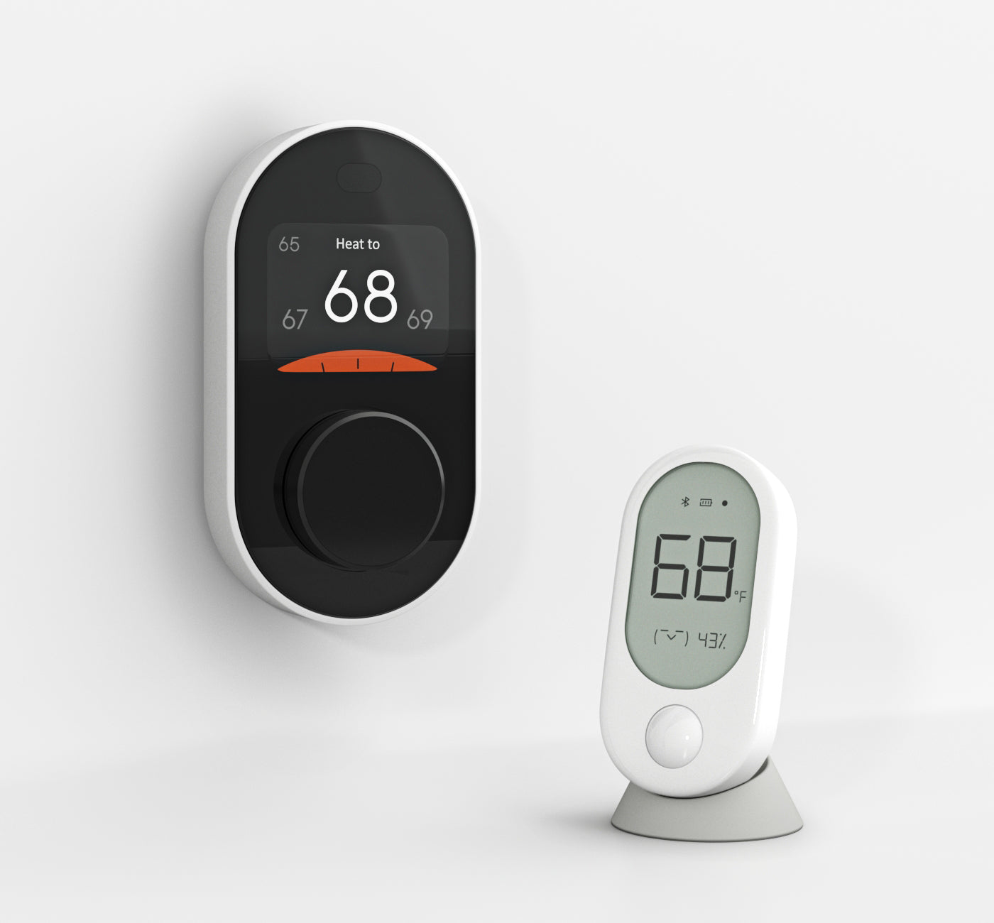 Wyze Thermostat and Wyze Room Sensor next to each other