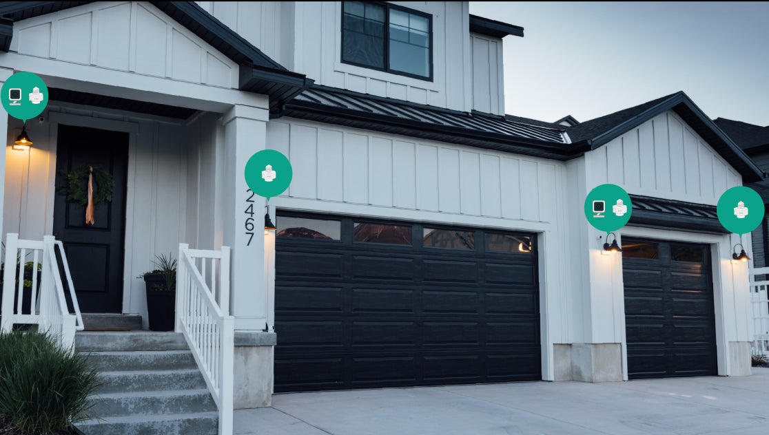 Wyze Lamp Socket powering a camera mount above the garage