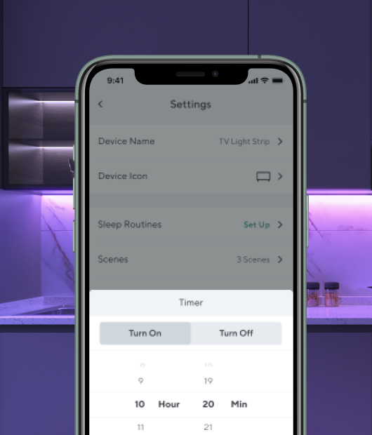light strip pro in app timer settings