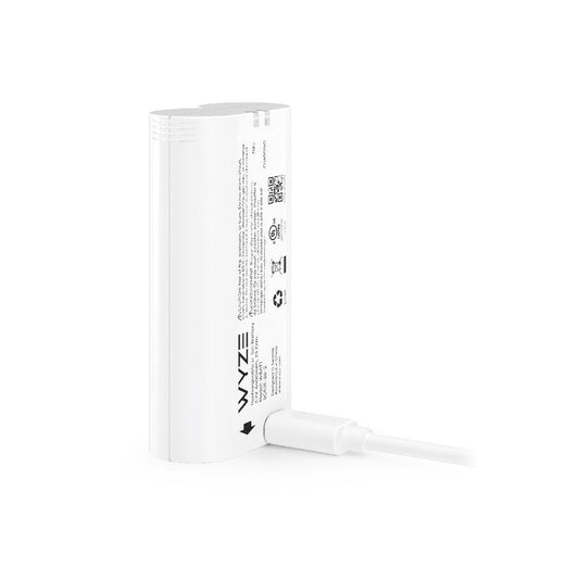 A Wyze refurbished product with a removable battery pack.