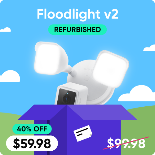 Floodlight v2 refurbishment with discount on a blue sky background