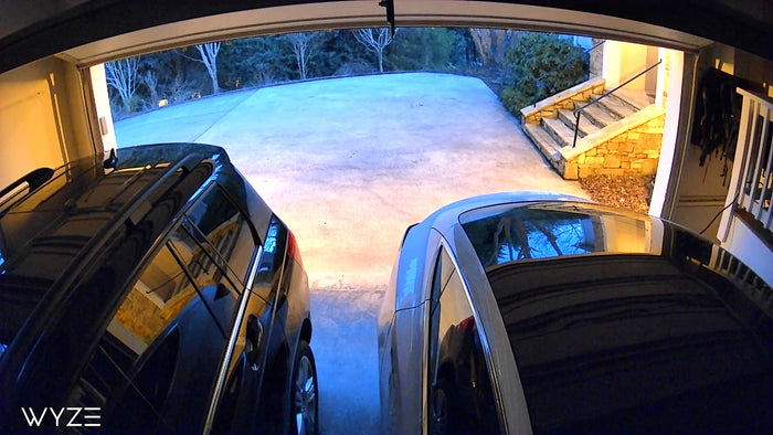 garage door open night time