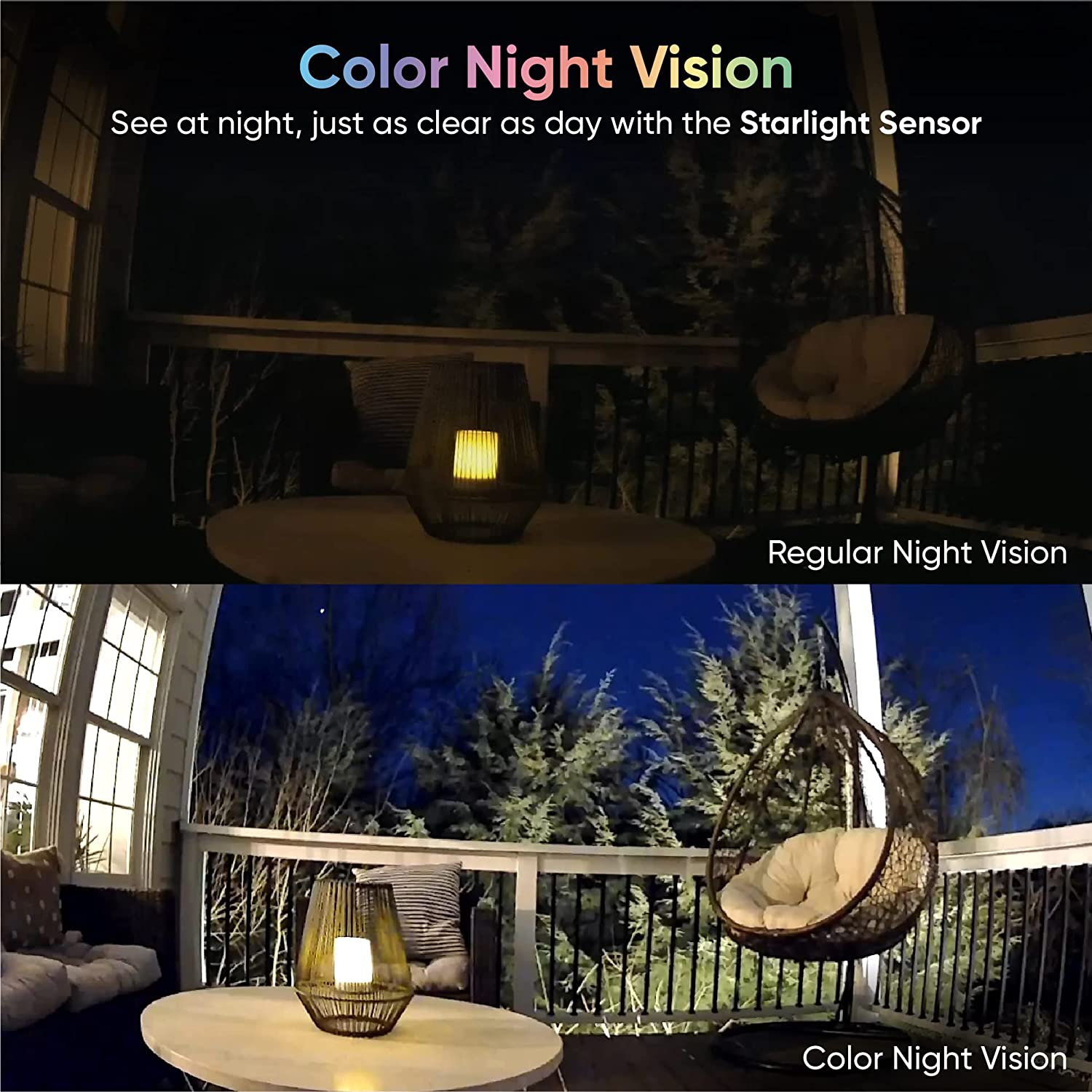 Comparison image between Color Night Vision and Classic Night Vision. 