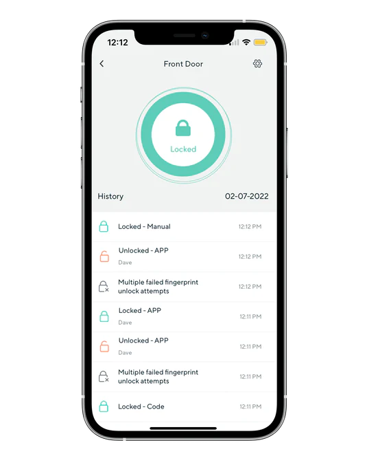 In app front door lock history