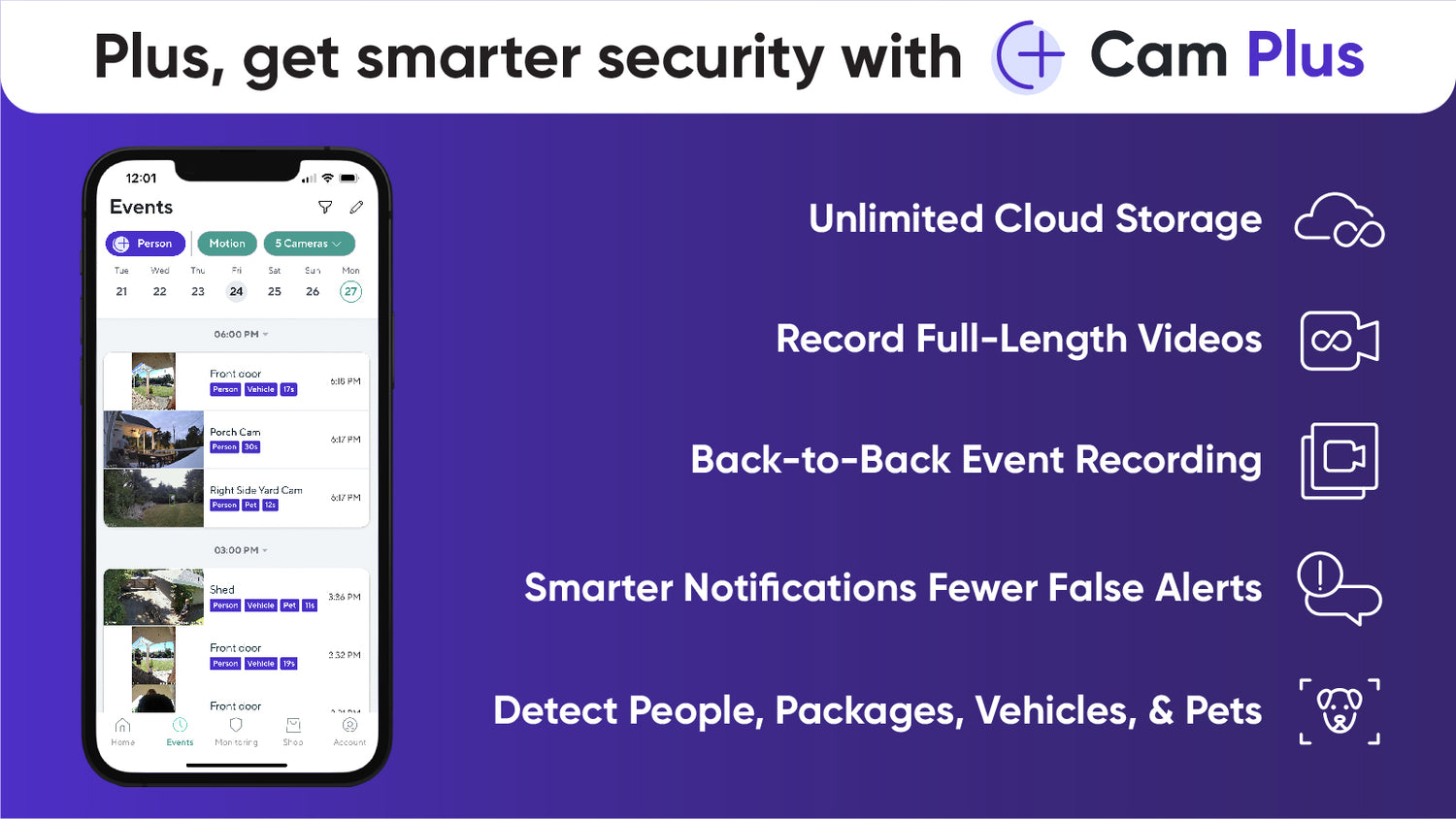 subscribe to cam plus for even more features and smart detections