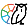 Owl in front of color wheel icon