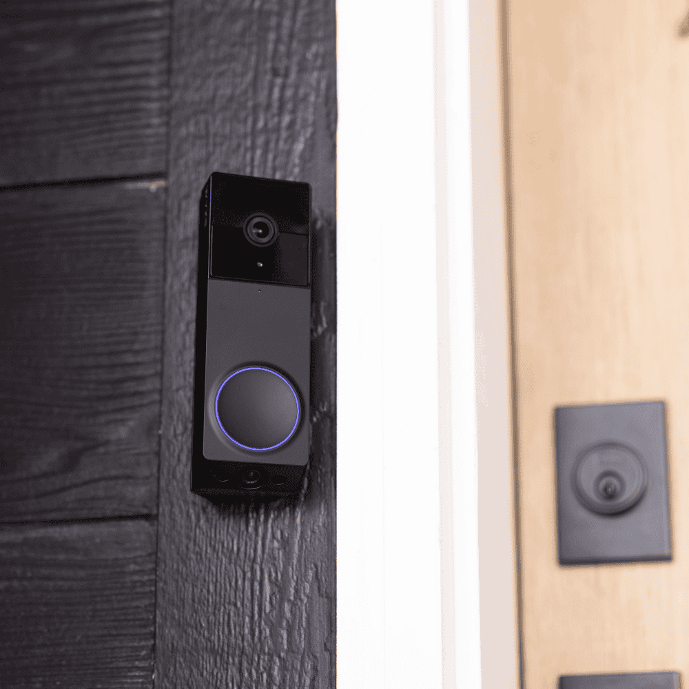 A modern entryway with Wyze Duo Cam Doorbell, highlighting smart home security and convenience