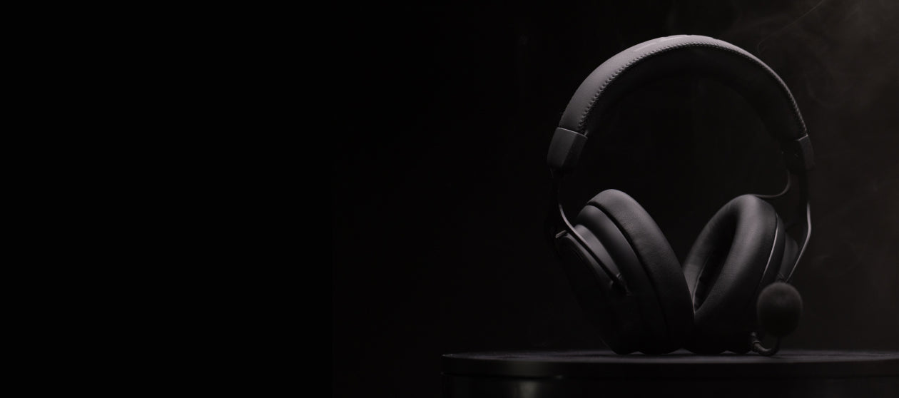 Wyze Wireless Gaming Headset against a black background.