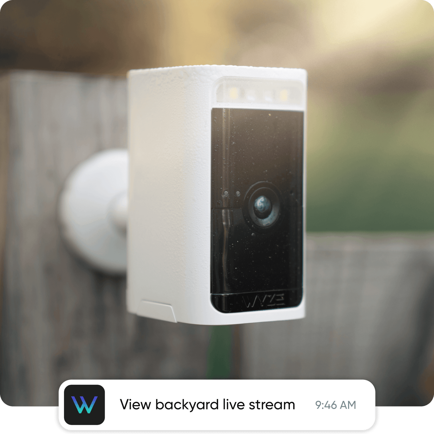 Wyze Outdoor Cam v2 mounted on fence