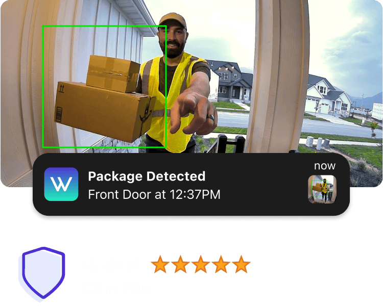 A man holding a box in front of a door.