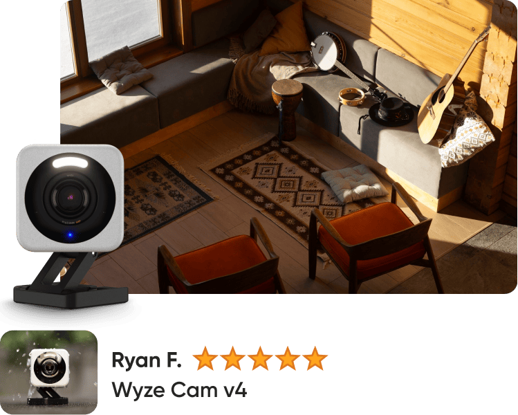 Wyze Cam v4 monitoring indoor space with clear video quality