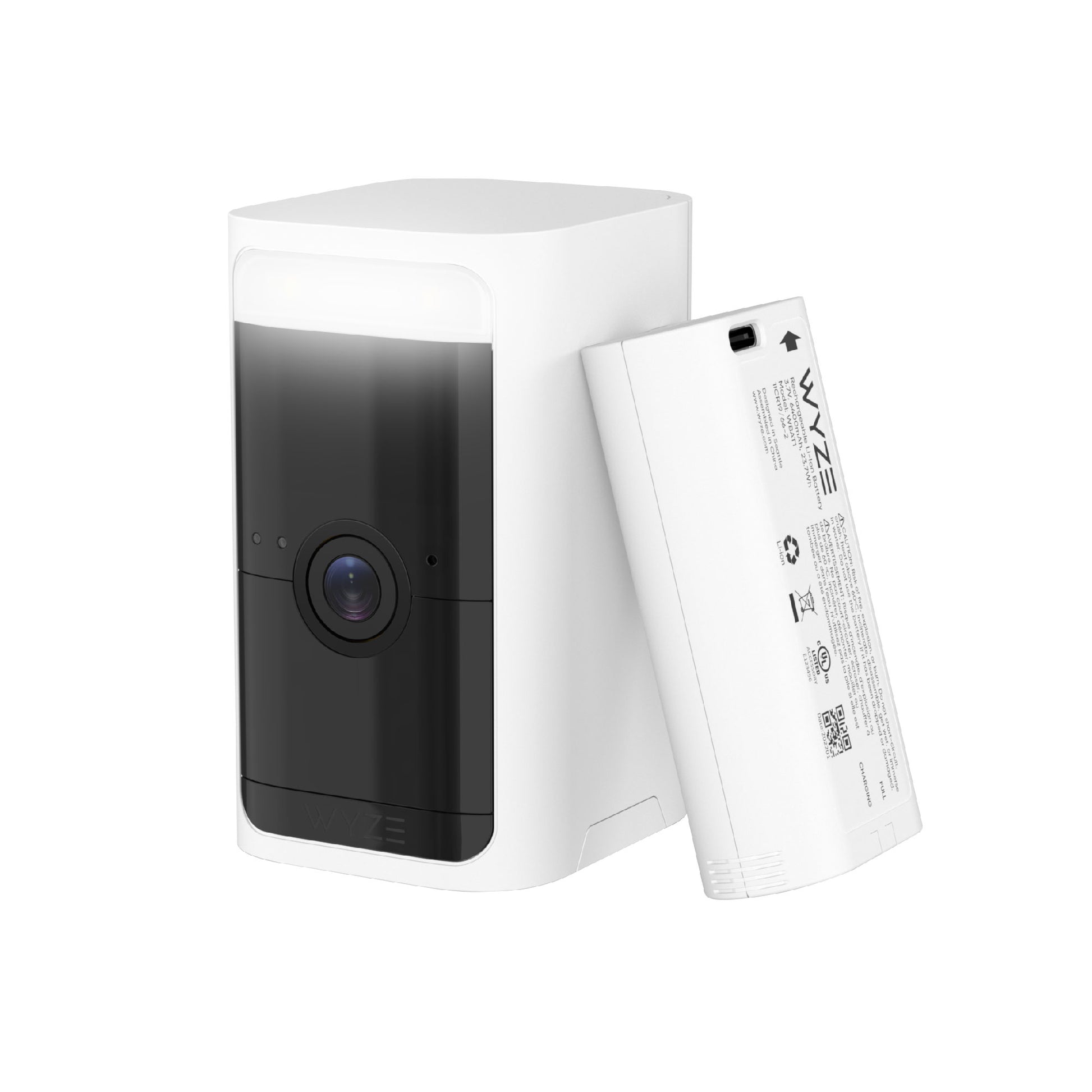 Battery Cam Pro with Battery Pack leaning against it.