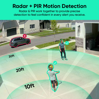 Child and woman being detected within detection zone of a driveway.