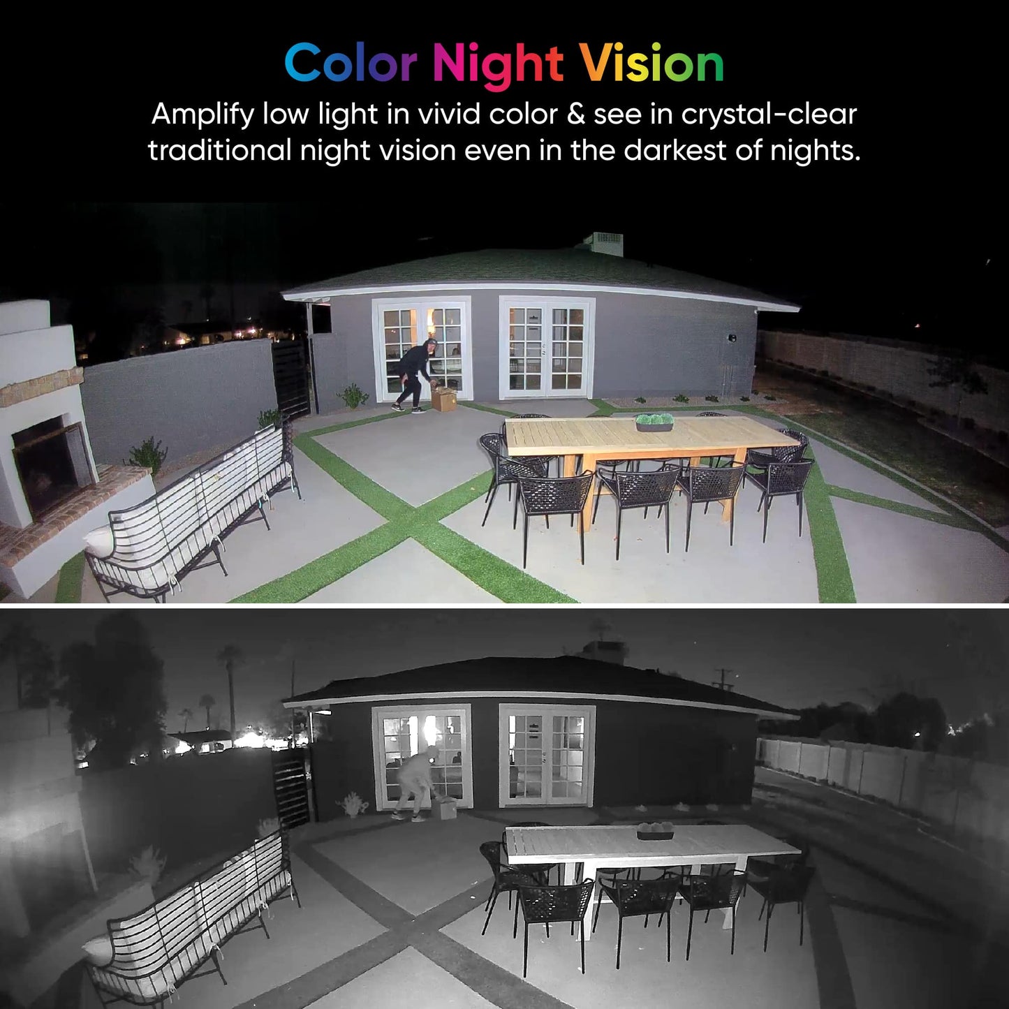 Comparison of Color Night Vision technology vs traditional black and white night vision.