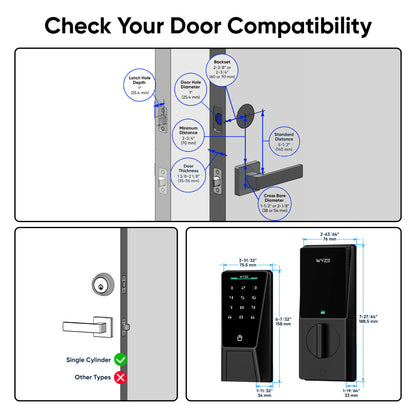 Check door compatibility to make sure Palm Lock fits your door size