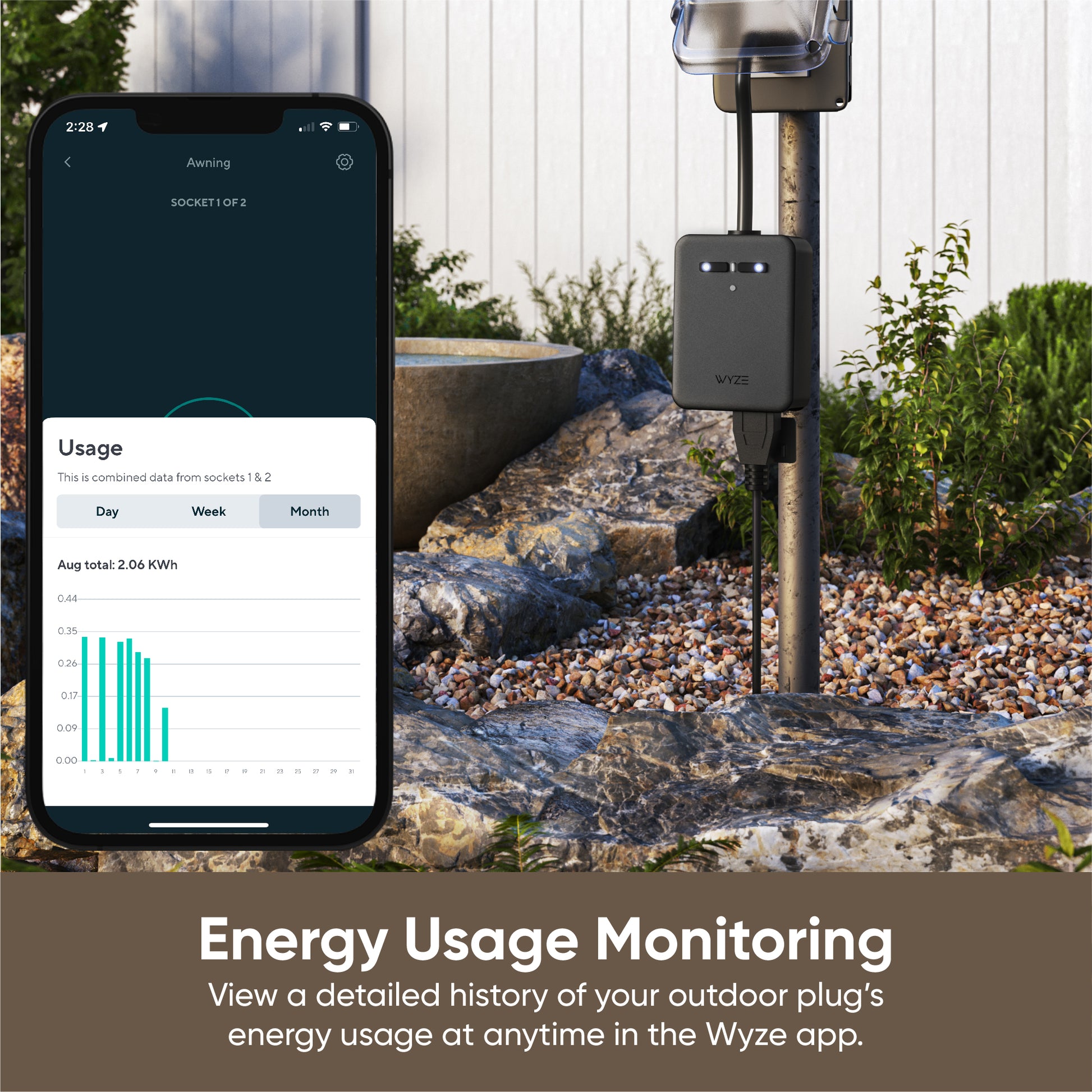 Smart Outdoor Single Outlet Plug Wi-Fi Bluetooth HubSpace 15AMP