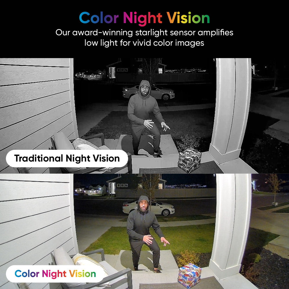 Comparison images of color night vision vs traditional night vision