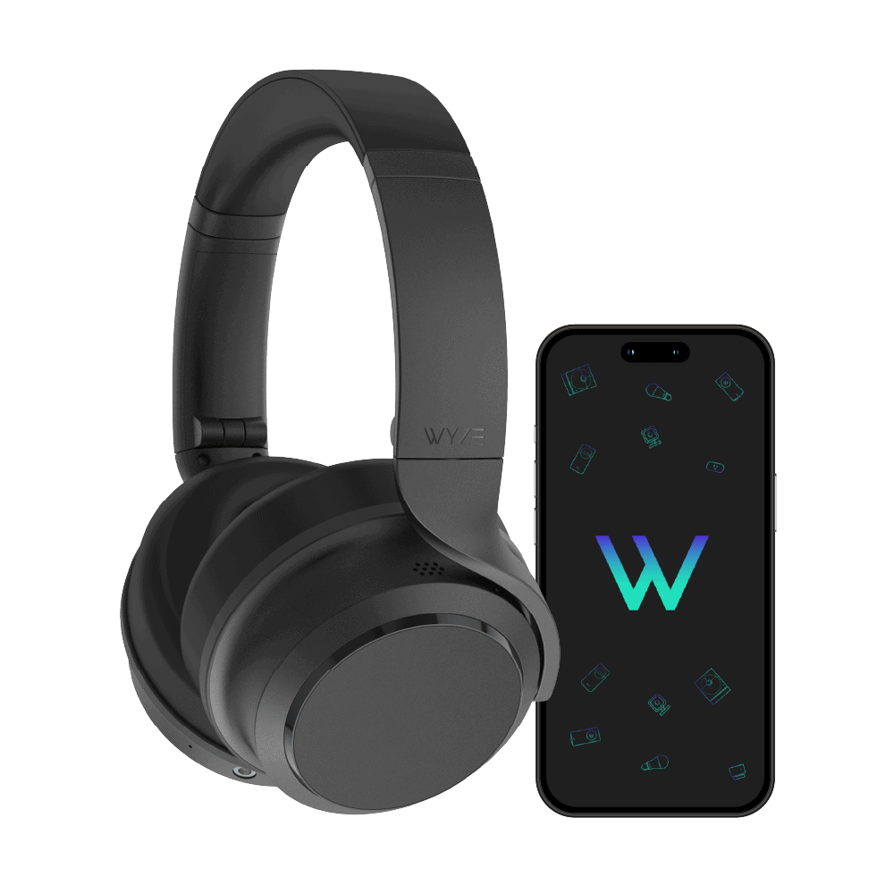 Wyze Headphones in black with phone app