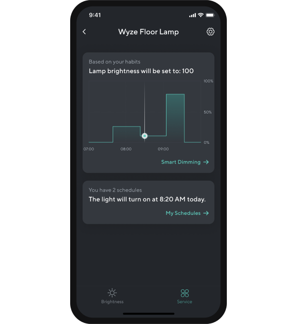 floor lamp brightness schedule in app