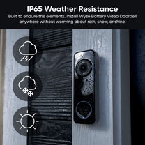 Wyze Battery Video Doorbell: Wire-free or wired up to 6-month battery life, 1536 x 1536 HD+ resolution, 1080p HD video.