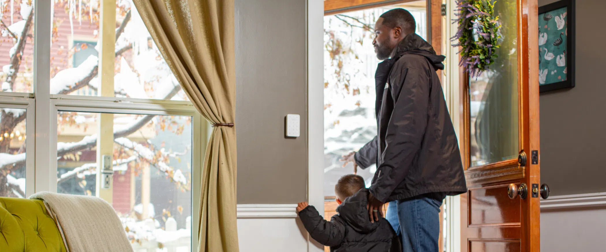 man and boy leaving image