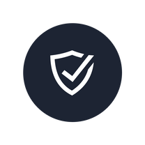 A blue circle with a shield on it, representing protection.