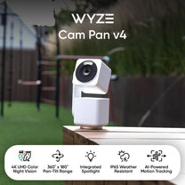 Wyze Pan v4 Outdoor Bundle : 4K Ultra HD Quality, 360 Pan & 180 Tilt.