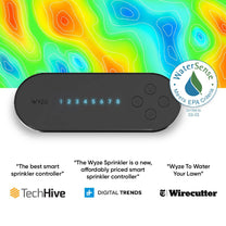 The Wyze Sprinkler Controller is a smart device that allows for zoned control over sprinklers.