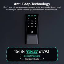 The image showcases a close-up of a Wyze Palm Lock, which offers secure entry technology.