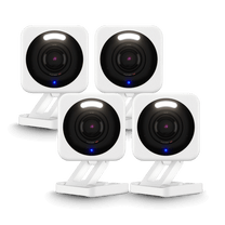 Three small cameras with blue lights.