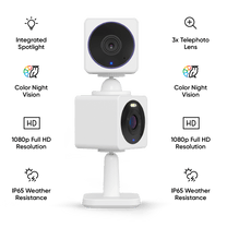 Wyze Cam OG Starter Pack Bundle: Two Wyze Cams in One, Includes Telephoto Lens, Stack Kit, and MicroSD Cards.