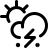 A black background with a white icon of a weather forecast.