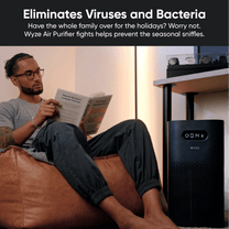 Wyze Air Purifier with a book in the foreground.