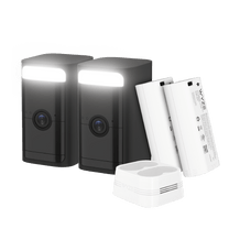 Wyze Battery Cam Pro - 2.5K HDR Video Resolution Wire-Free - White // None - This image shows the front and side view of.
