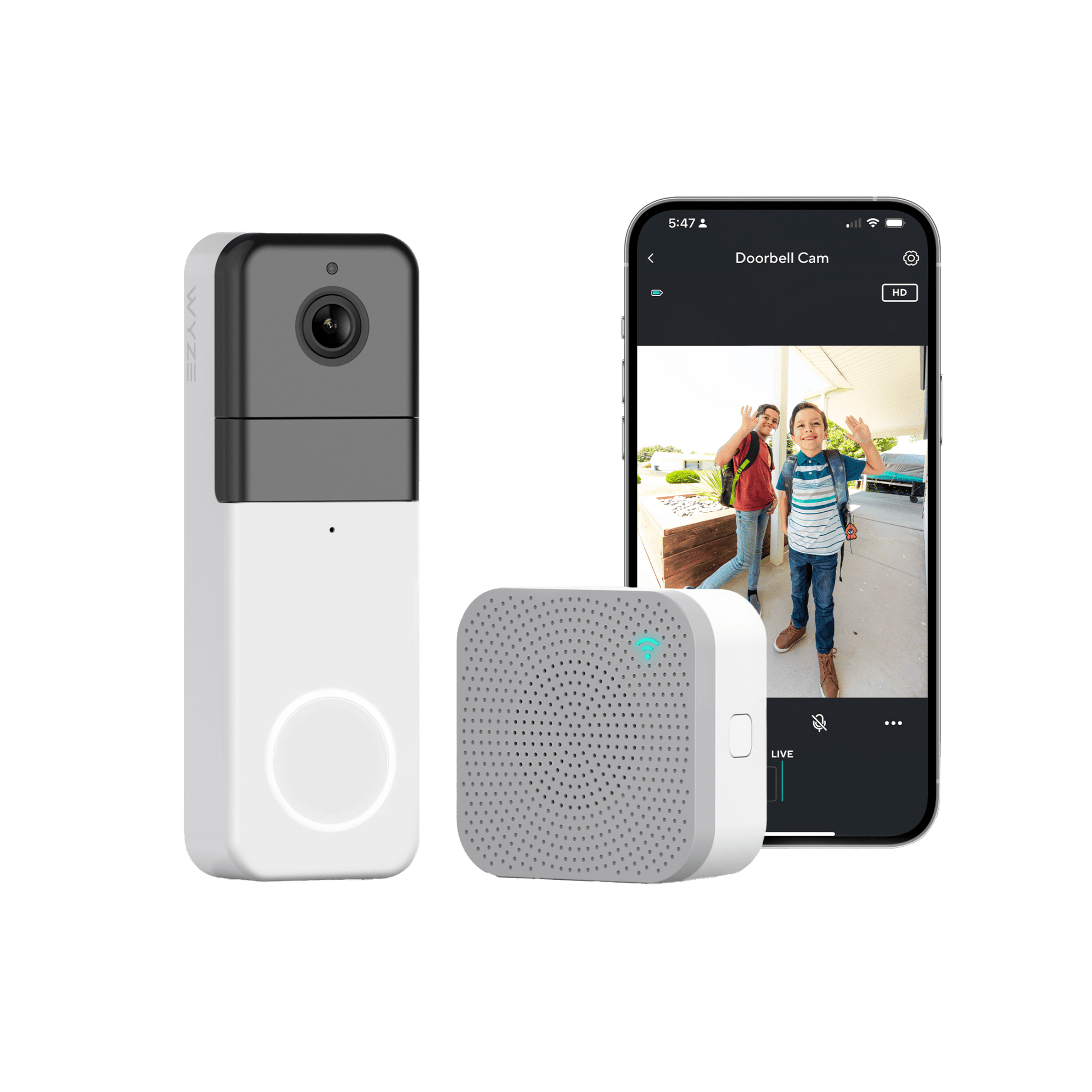 Wyze Wireless Video Doorbell Pro (Chime Included), 1440 HD Video, 1:1 Aspect Ratio: 1:1 Head-to-Toe View, 2-Way Audio, Night Vision
