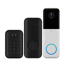 Three different sized Wyze Cam security devices are displayed.