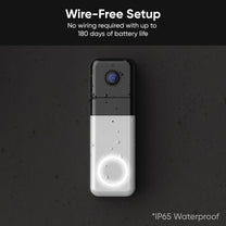 A white and black doorbell with a 30-second installation time.