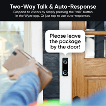 Un Wyze Battery Video Doorbell est affiché dans une vue de proximité, avec un accent sur l'avant de l'appareil.