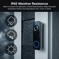 Wyze Battery Video Doorbell - Black / No Chime - 1536 x 1536 HD+ Résolution - Wire-Free ou Wired - AI-Powered Person &.