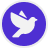 Purple circle with a white icon of a bird in the center