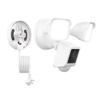 Wyze Cam Floodlight v2: A white camera with a green background, plug-in mount, and floodlight feature.
