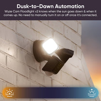Wyze Cam Floodlight v2: A white light fixture with 2800 Lumens LEDs, 2K video, and a 160 wide-angle lens.