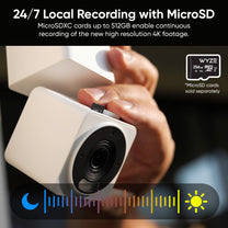 24/7 Local Recording with MicroSDXC Cards Up to 128GB Enable Continuous Recording of the New High Resolution 4K Wyze Cam.