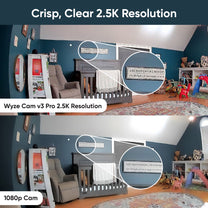 Wyze Cam v3 Pro: 2.5K resolution, built-in spotlight, integrated siren, edge storage, pets, single pack.