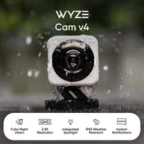 Wyze Cam v4 offers unmatched security with 2.5K QHD resolution, Enhanced Color Night Vision, and motion-activated alerts.