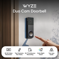 Wyze Duo Cam Battery Doorbell - Dual camera views for people and packages.