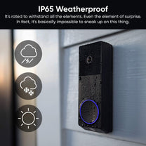 Wyze Duo Cam Battery Doorbell - A black doorbell with a 100% satisfaction guarantee.