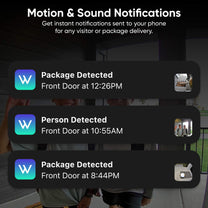 Wyze Duo Cam Battery Doorbell - This is a black doorbell with dual camera views for people and packages.